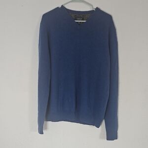 Nordstrom Men's 100% Cashmere Blue V-Neck Sweater Sz XL